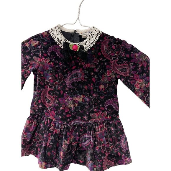 Vintage Girl’s Collared Velvet Dress Size 24 Months - Picture 2 of 6